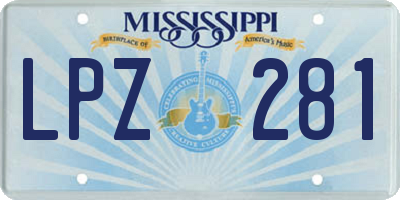 MS license plate LPZ281