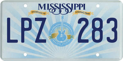 MS license plate LPZ283