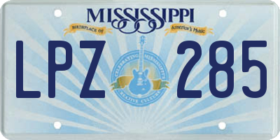 MS license plate LPZ285