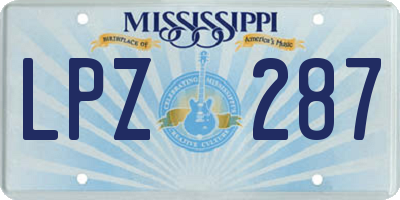 MS license plate LPZ287