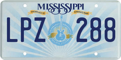 MS license plate LPZ288