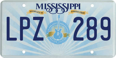 MS license plate LPZ289