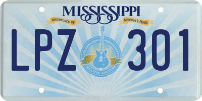 MS license plate LPZ301