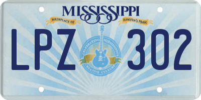 MS license plate LPZ302