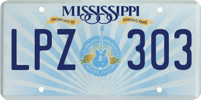 MS license plate LPZ303