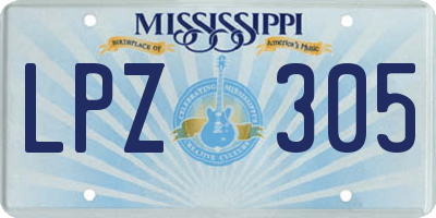 MS license plate LPZ305