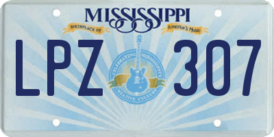 MS license plate LPZ307