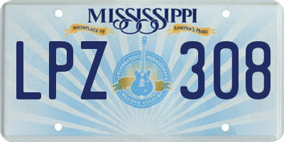 MS license plate LPZ308