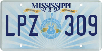 MS license plate LPZ309