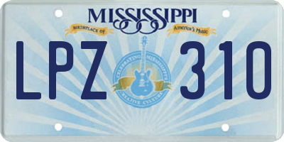 MS license plate LPZ310