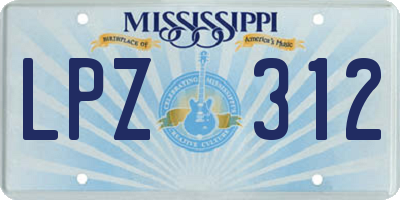 MS license plate LPZ312