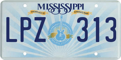 MS license plate LPZ313
