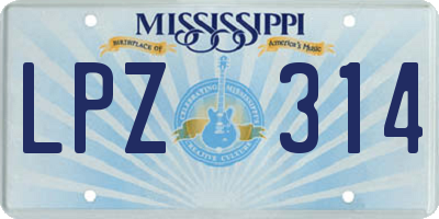 MS license plate LPZ314