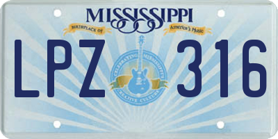 MS license plate LPZ316