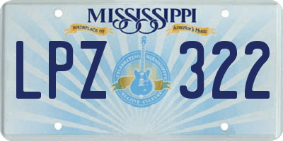 MS license plate LPZ322