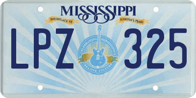 MS license plate LPZ325