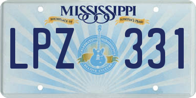 MS license plate LPZ331