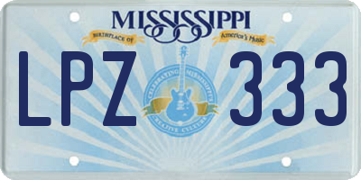 MS license plate LPZ333