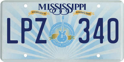 MS license plate LPZ340
