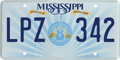 MS license plate LPZ342