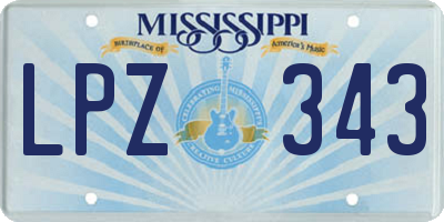 MS license plate LPZ343