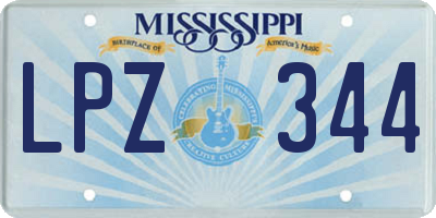 MS license plate LPZ344