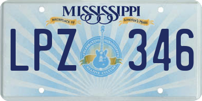 MS license plate LPZ346