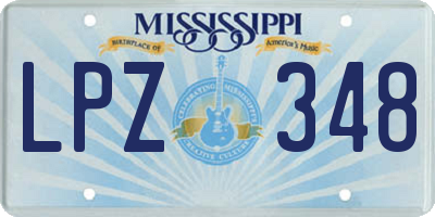 MS license plate LPZ348