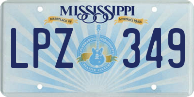 MS license plate LPZ349