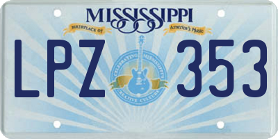 MS license plate LPZ353