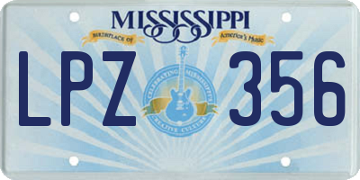 MS license plate LPZ356