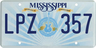 MS license plate LPZ357
