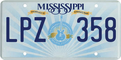 MS license plate LPZ358