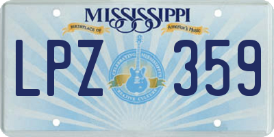 MS license plate LPZ359