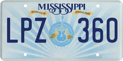 MS license plate LPZ360