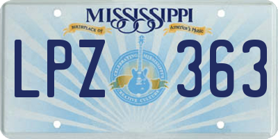 MS license plate LPZ363
