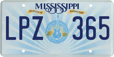 MS license plate LPZ365
