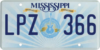 MS license plate LPZ366