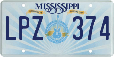 MS license plate LPZ374