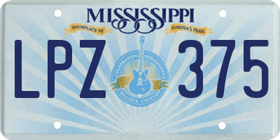 MS license plate LPZ375