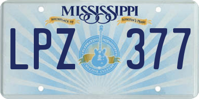 MS license plate LPZ377