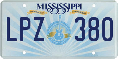 MS license plate LPZ380