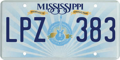 MS license plate LPZ383