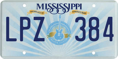 MS license plate LPZ384