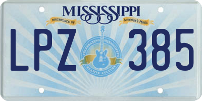 MS license plate LPZ385
