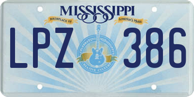 MS license plate LPZ386