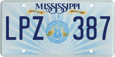 MS license plate LPZ387