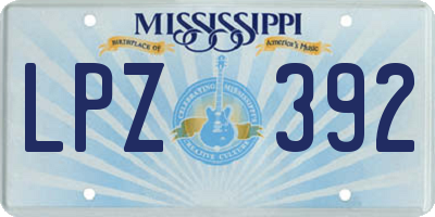 MS license plate LPZ392