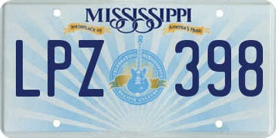 MS license plate LPZ398