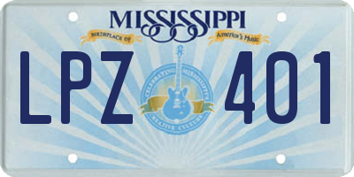 MS license plate LPZ401